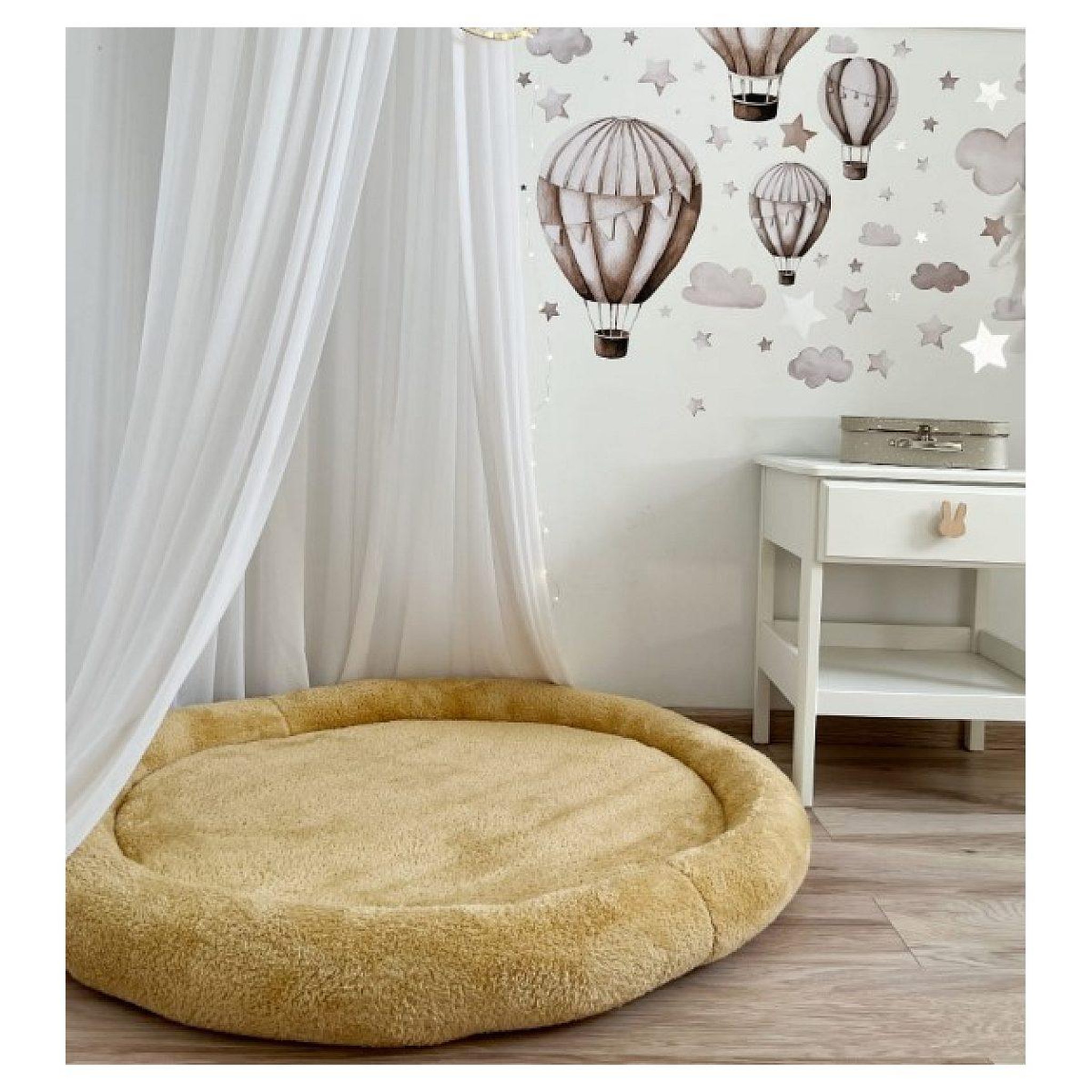 Voir la diapositive 2 : MONIO FOR KIDS Tapis de jeu nid en peluche moutarde