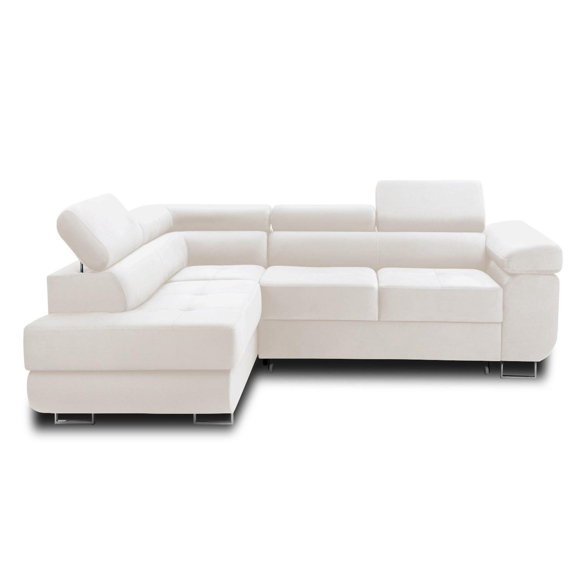 Voir la diapositive 1 : BEST MOBILIER Pablo - canapé d'angle gauche - 5 places - convertible avec coffre et têtières réglables - en velours