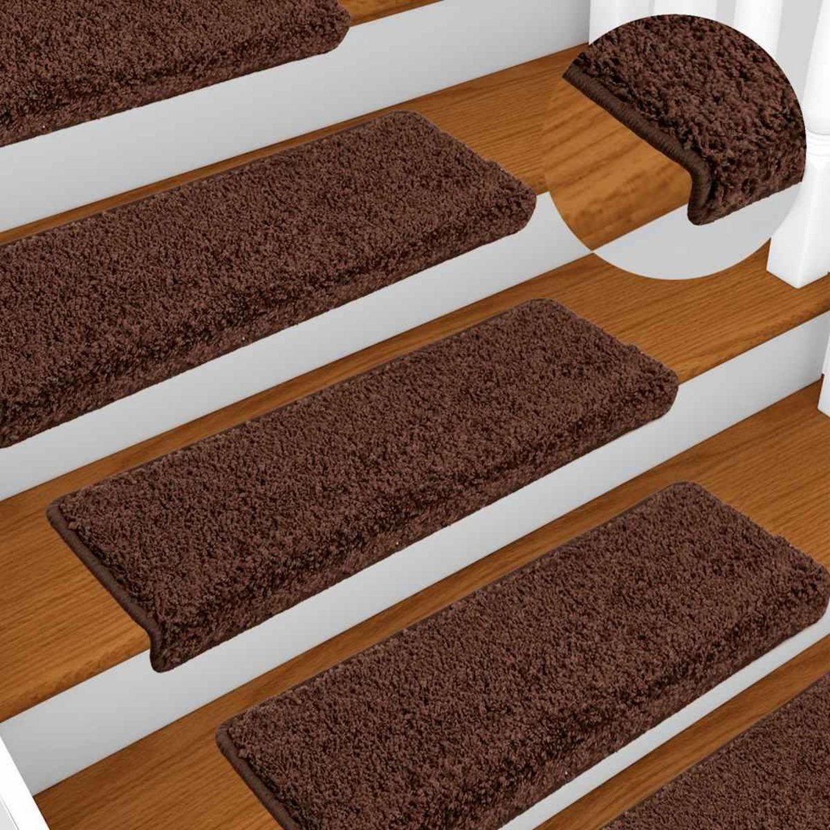 VIDAXL Tapis d'escalier 20 pcs 65x21x4 cm marron