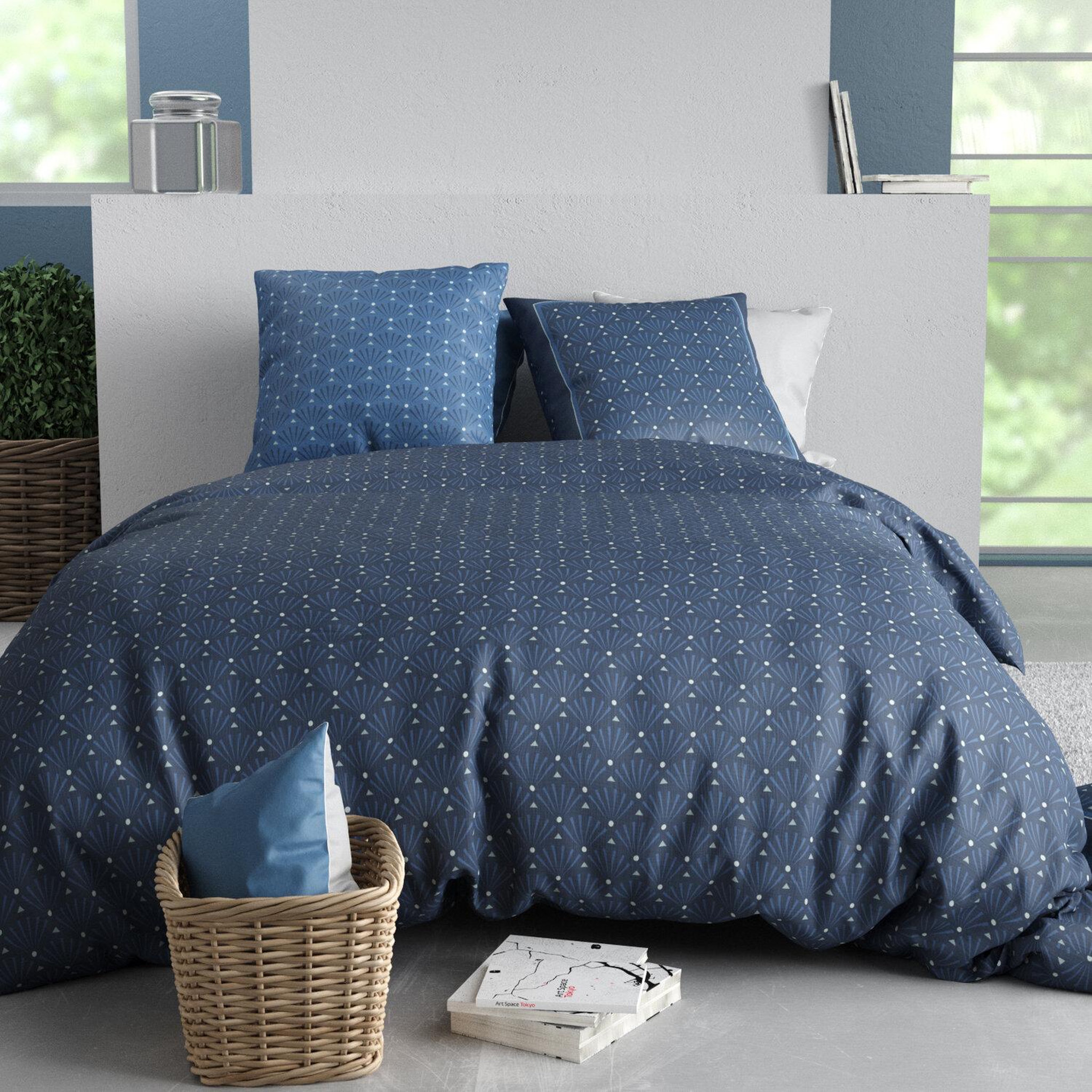 Voir la diapositive 1 : ATELIER DU COTON Parure Housse De Couette 100% Coton 57fils Azura