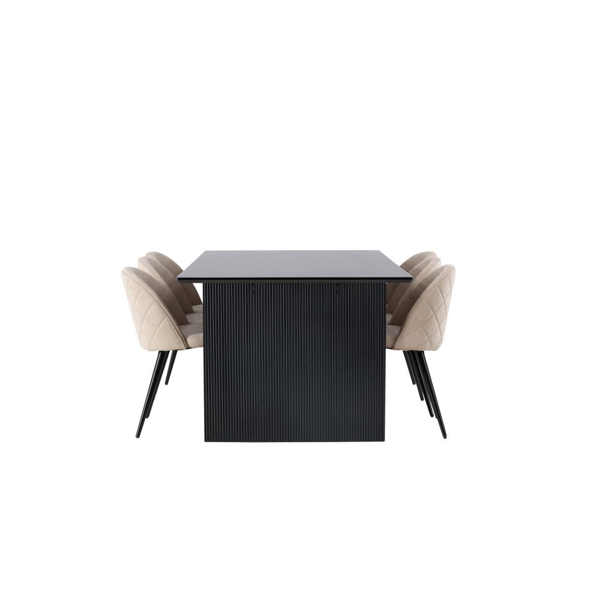 Voir la diapositive 3 : Paris Prix Ensemble table à manger & 6 chaises  vail & velvet  200cm beige & noir