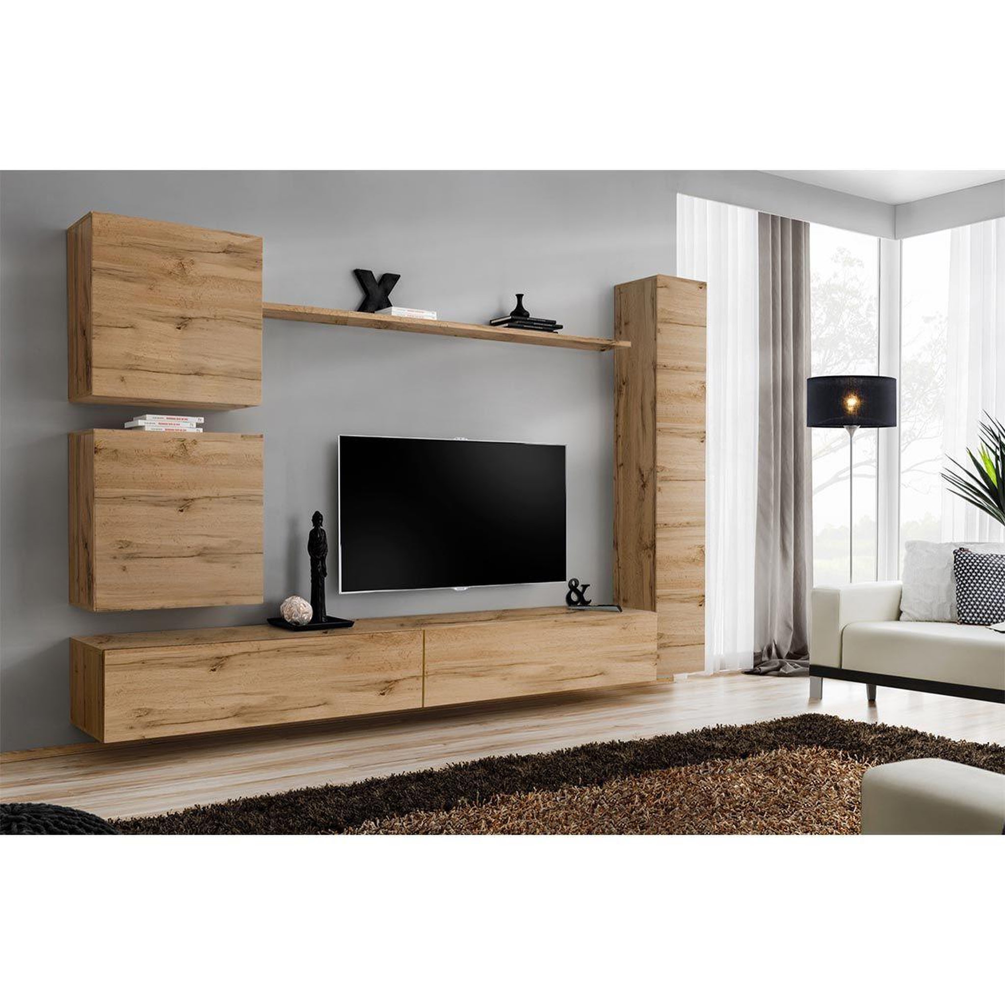 Voir la diapositive 2 : Paris Prix Meuble tv mural design  switch viii  280cm naturel
