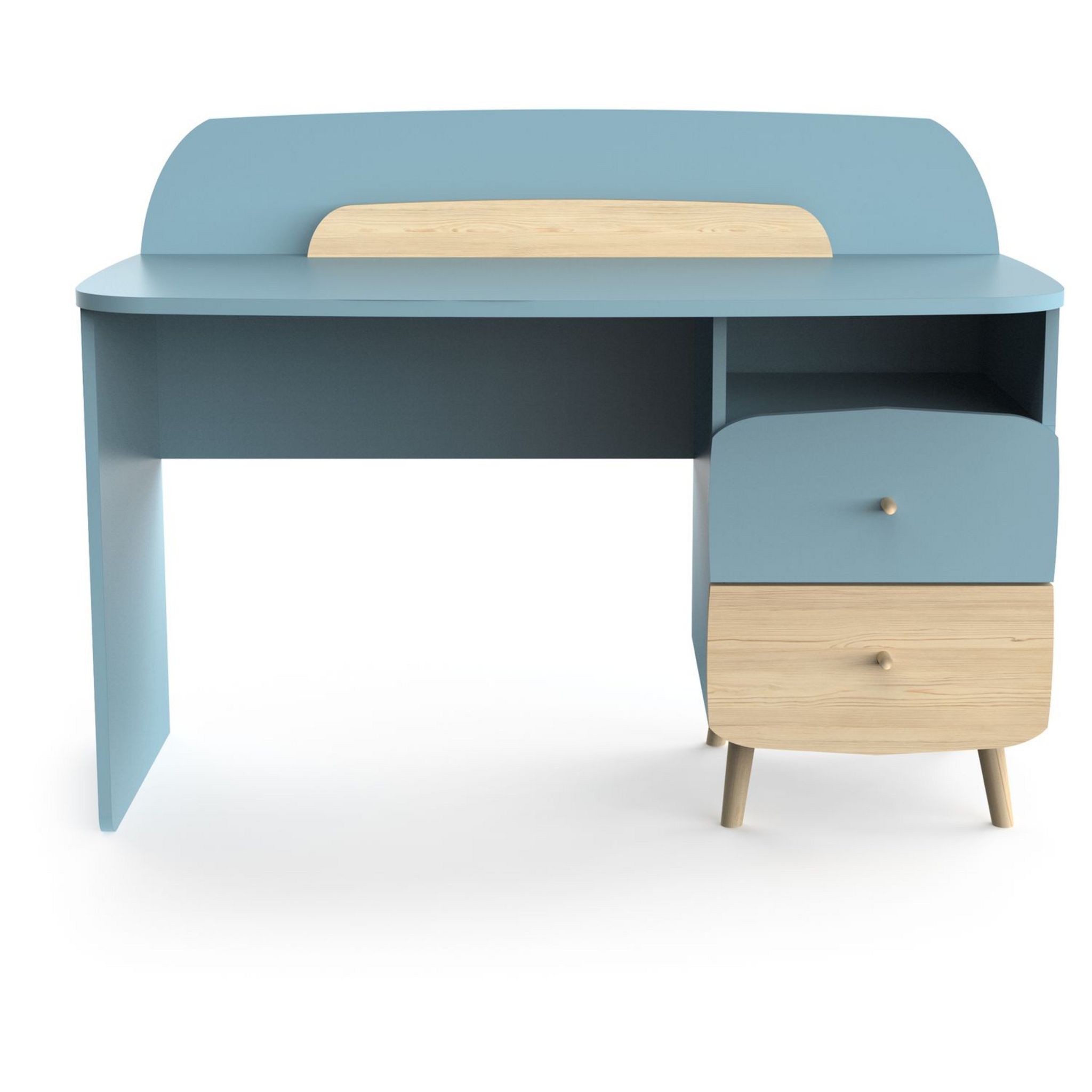 Ensemble Bureau + Chaise Enfant Bois Et Blanc Avec Niche - ANATOLE