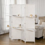 Voir la diapositive 2 : HOMCOM Paravent intérieur 4 panneaux 2 étagères pliables séparateur de pièce bois de pin bambou fibres de papier tressée blanc paille