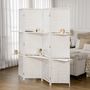 Voir la diapositive 2 : HOMCOM Paravent intérieur 4 panneaux 2 étagères pliables séparateur de pièce bois de pin bambou fibres de papier tressée blanc paille