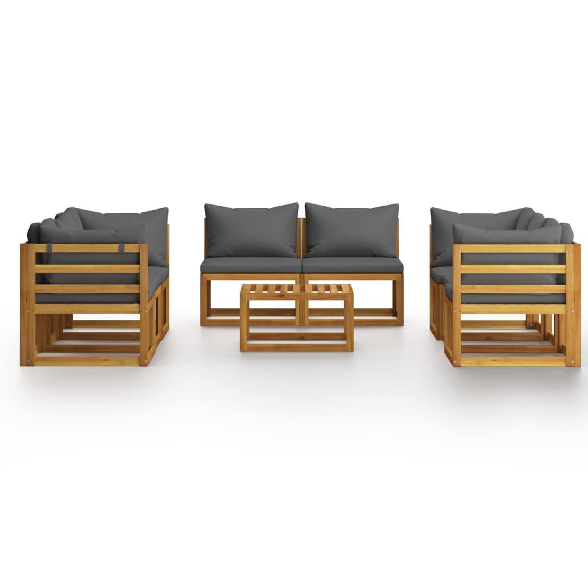 Voir la diapositive 3 : VIDAXL Salon de jardin 9 pcs avec coussin Bois d'acacia solide