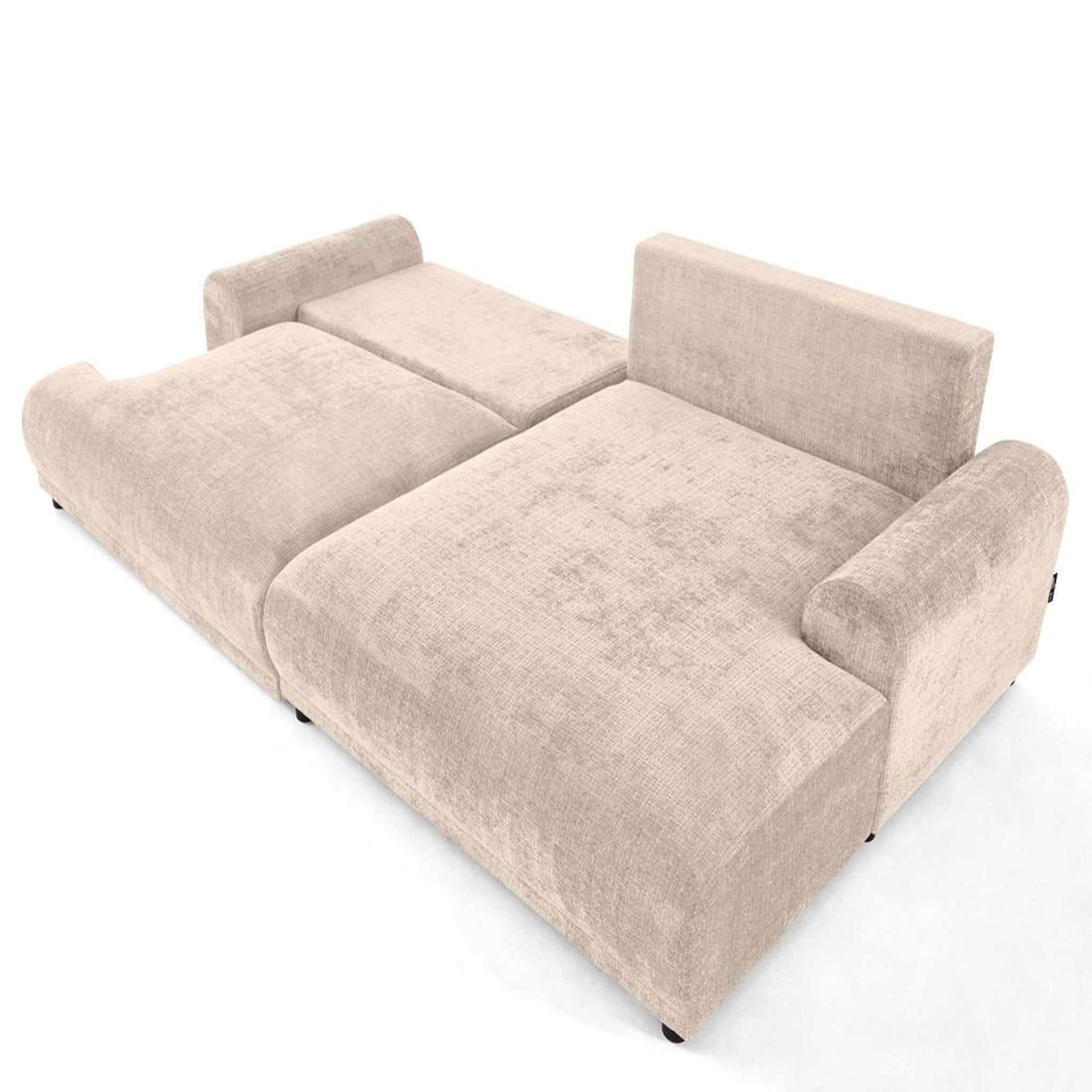 Voir la diapositive 2 : BEST MOBILIER Nelly - canapé d'angle droit 4 places convertible avec coffre en velours texturé