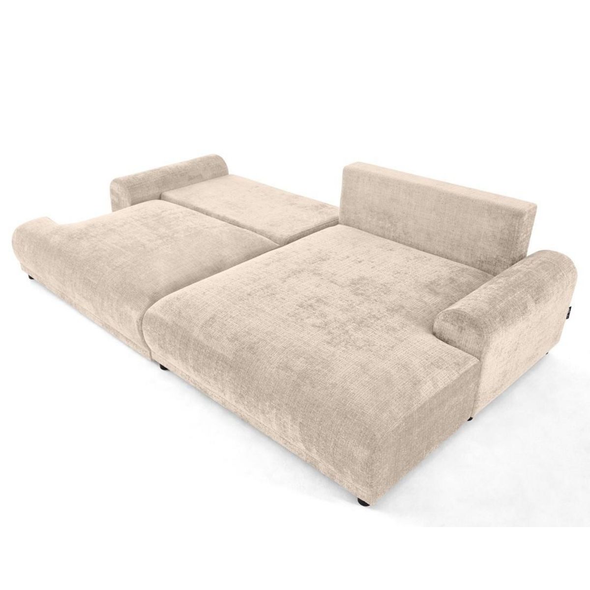 LISA DESIGN Nelly - canapé d'angle droit 4 places convertible avec coffre en velours texturé