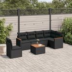 VIDAXL Salon de jardin 7 pcs avec coussins noir resine tressee