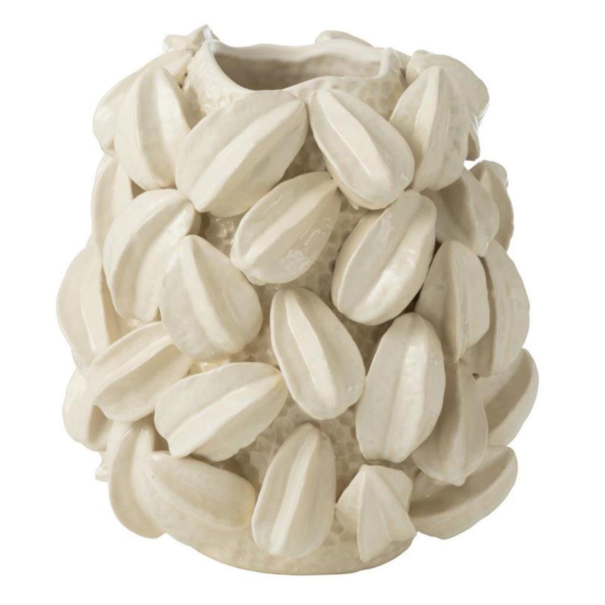 J-LINE Vase déco en argile  fève de cacao  38cm beige