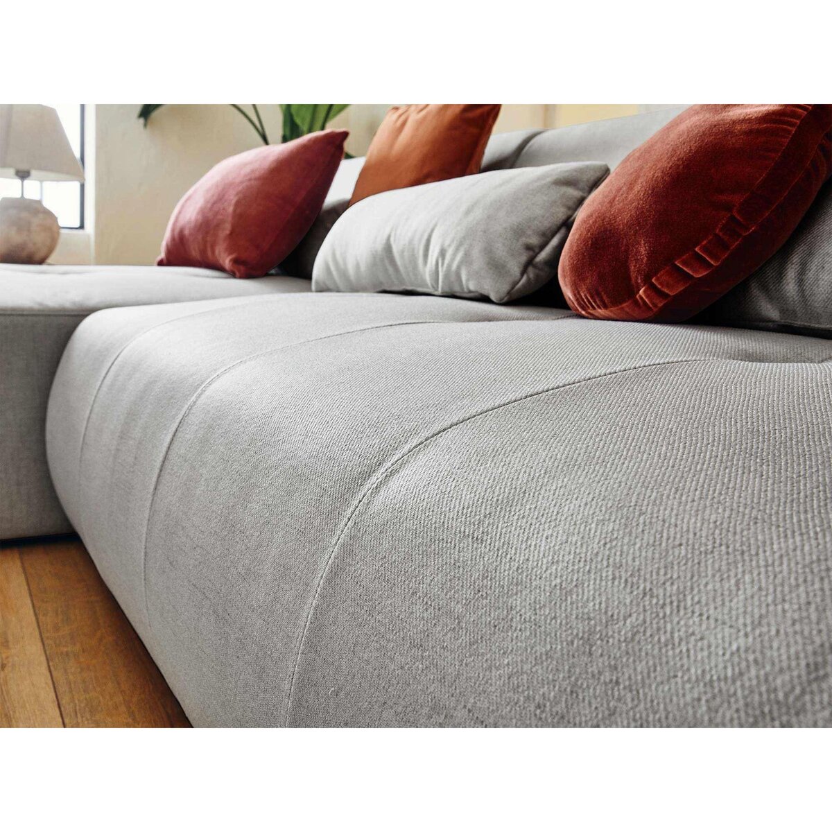 LISA DESIGN Onyx - canapé panoramique d'angle droit 7 places - en tissu