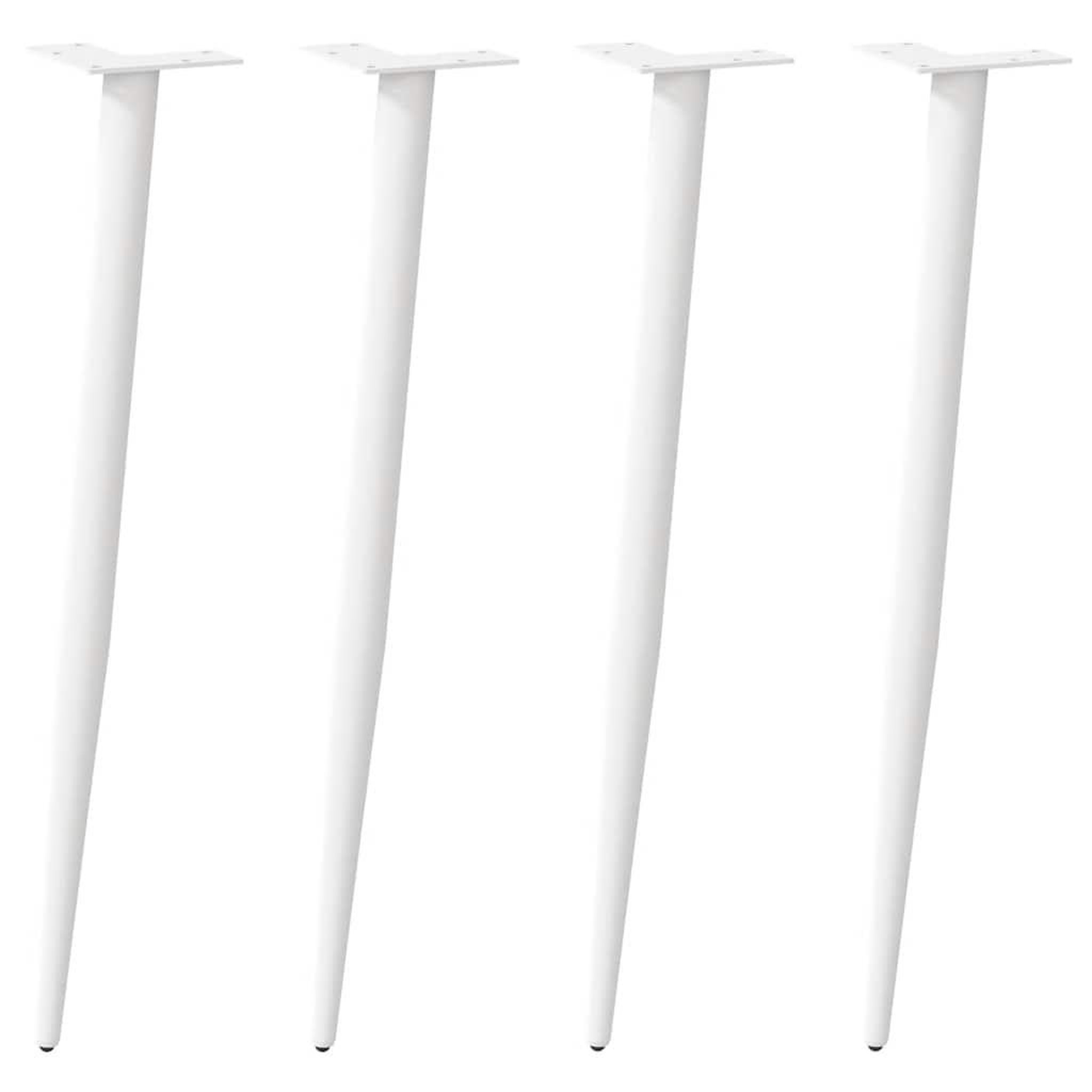 VIDAXL Pieds de table basse forme conique 4 pcs blanc 72-73 cm acier