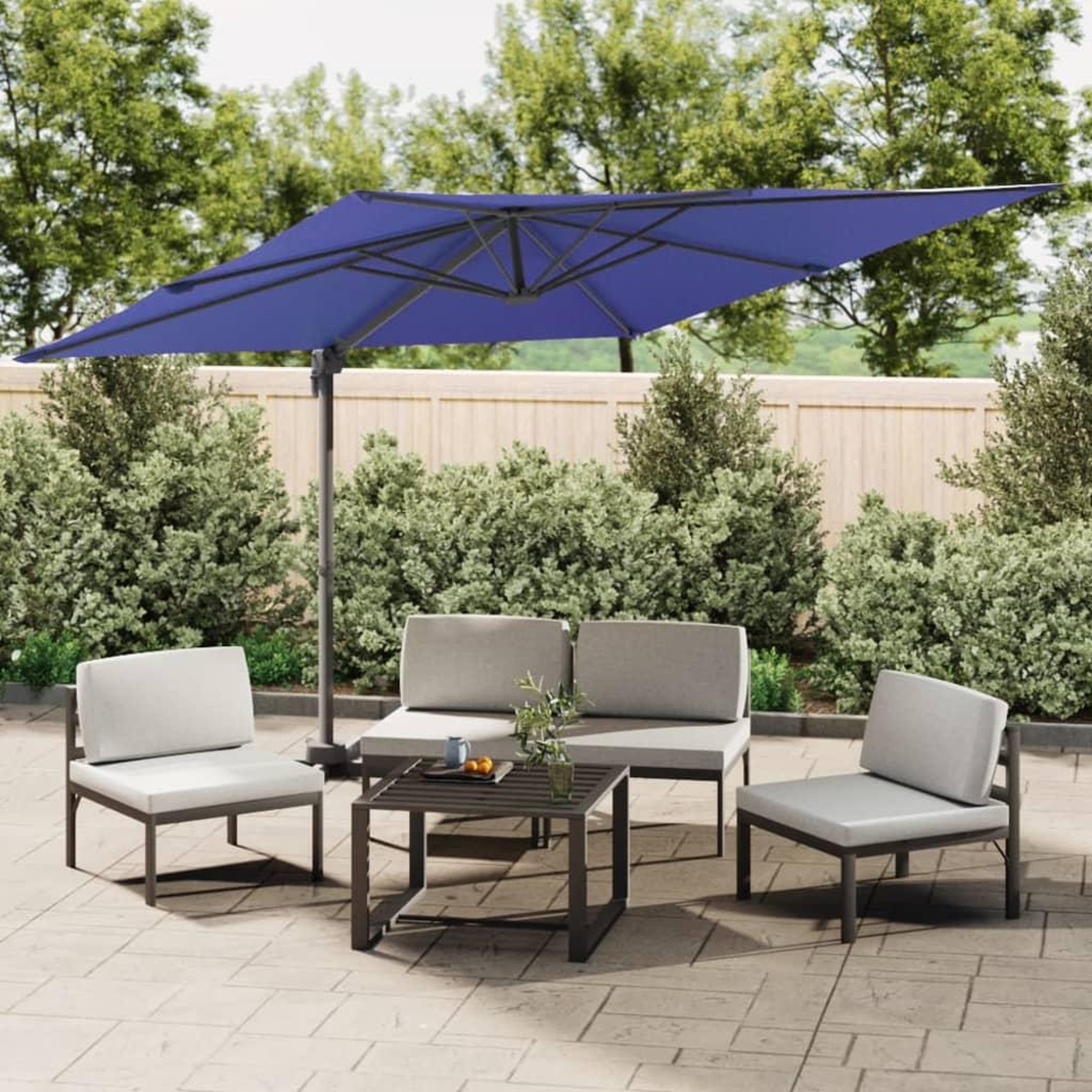 Voir la diapositive 1 : VIDAXL Parasol cantilever a LED Bleu azure 400x300 cm
