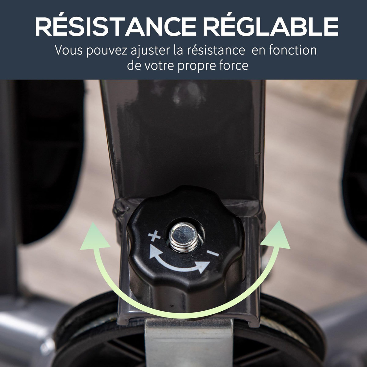 HOMCOM Stepper Fitness avec guidon ergonomique - écran LCD multifonction - résistance réglable - acier gris vert noir