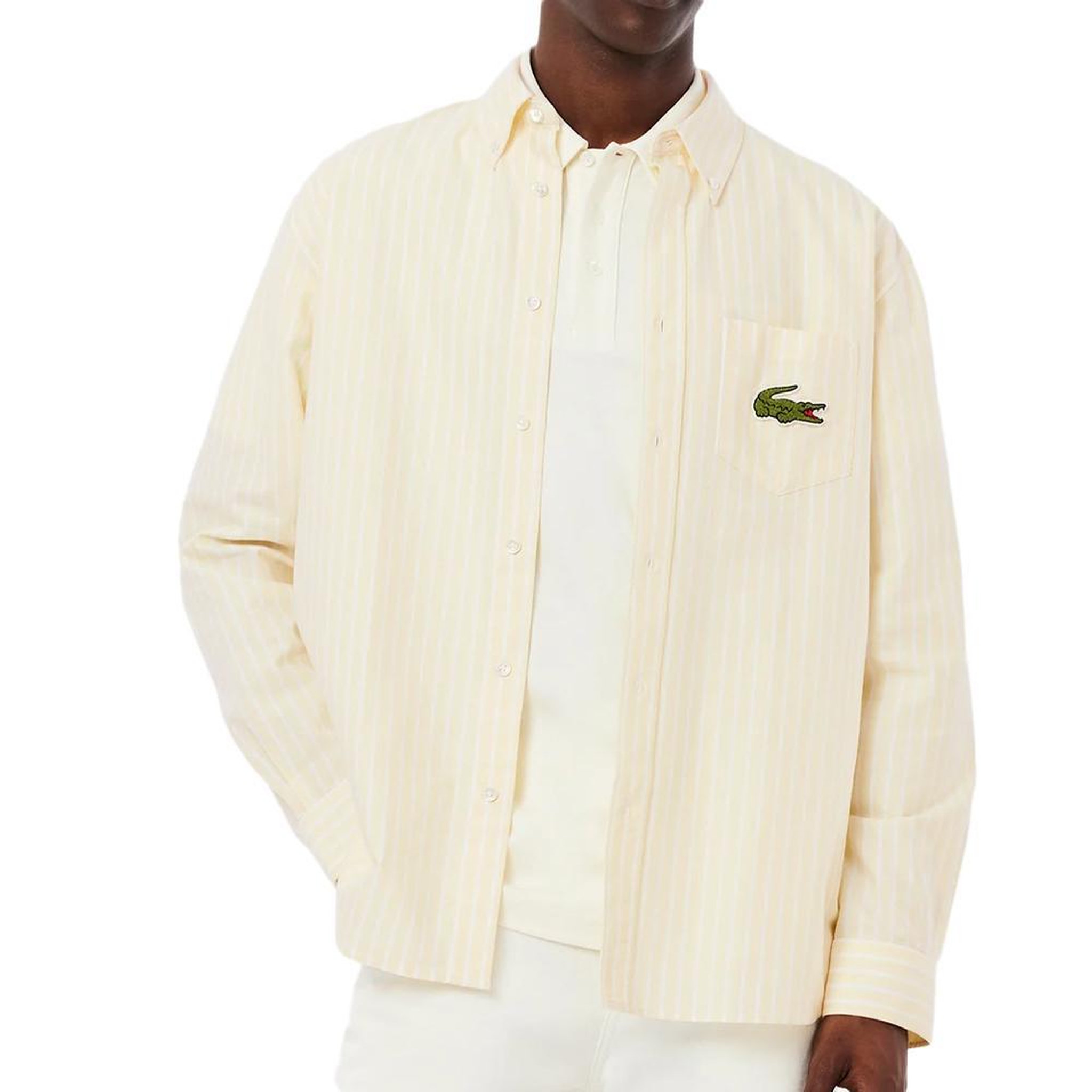 Lacoste Chemise Jaune à rayures Homme Lacoste Relaxed Fit. Coloris disponibles : Jaune