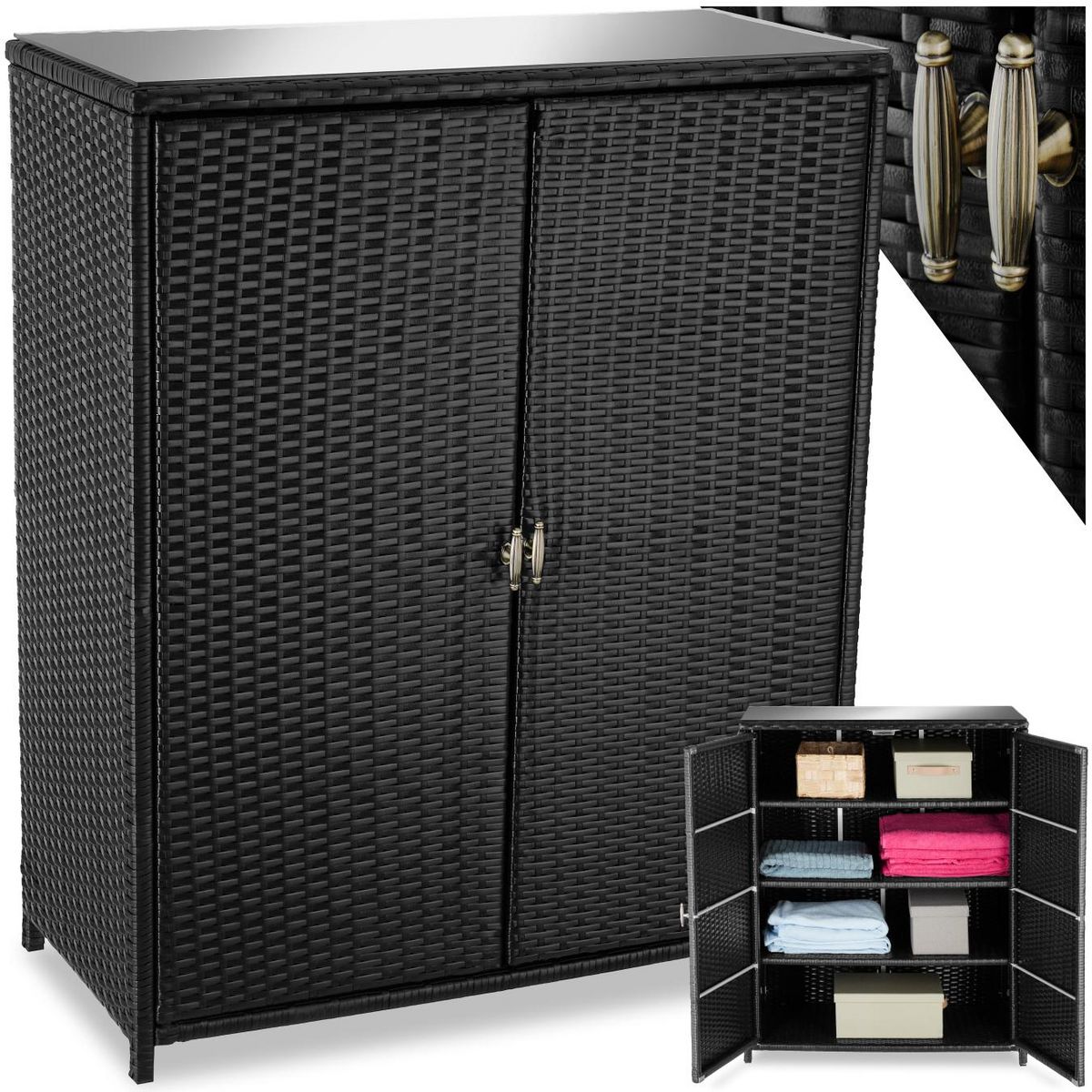 tectake Armoire de jardin avec structure en aluminium noir