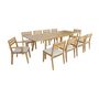Voir la diapositive 1 : SWEEEK Table de jardin extensible bois d'acacia + 10 assises 2 fauteuils 8 chaises PALENA et MERINA 275 x 100 x 75 cm naturel et beige