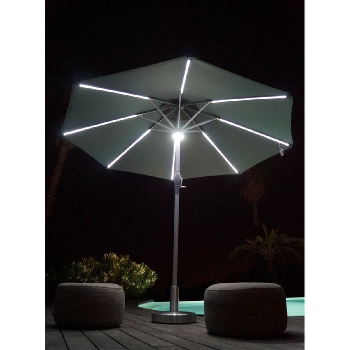 Givex Parasol droit à led gris LUXURY