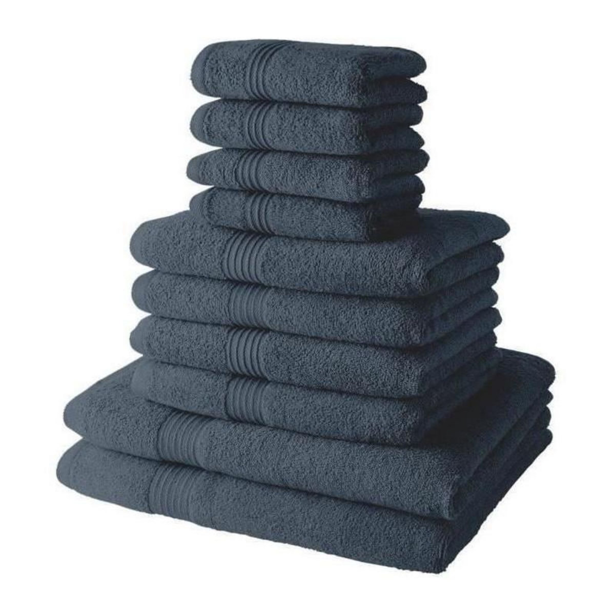Today Lot de 4 Serviettes de bain TODAY 30x50 + 4 Serviettes de bain50x90 + 2 Draps de bain 70x130 cm 100% Coton - Denim