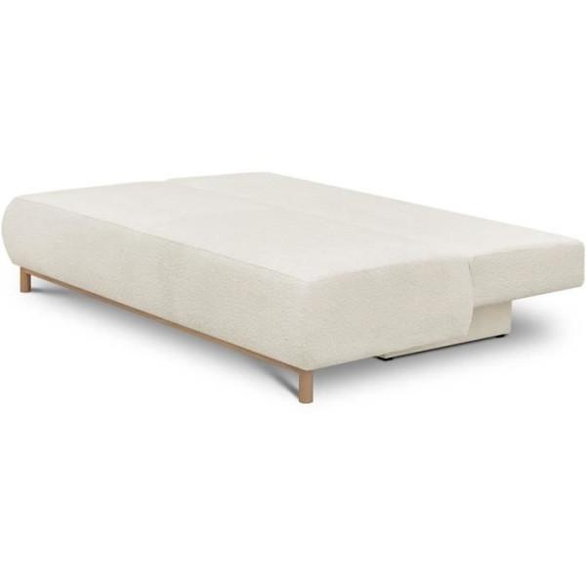 Voir la diapositive 5 : MARKET24 Banquette convertible 3 places MIKA - Tissu Bouclette beige - Coffre de rangement - L 192 x H 84 x P 93 cm