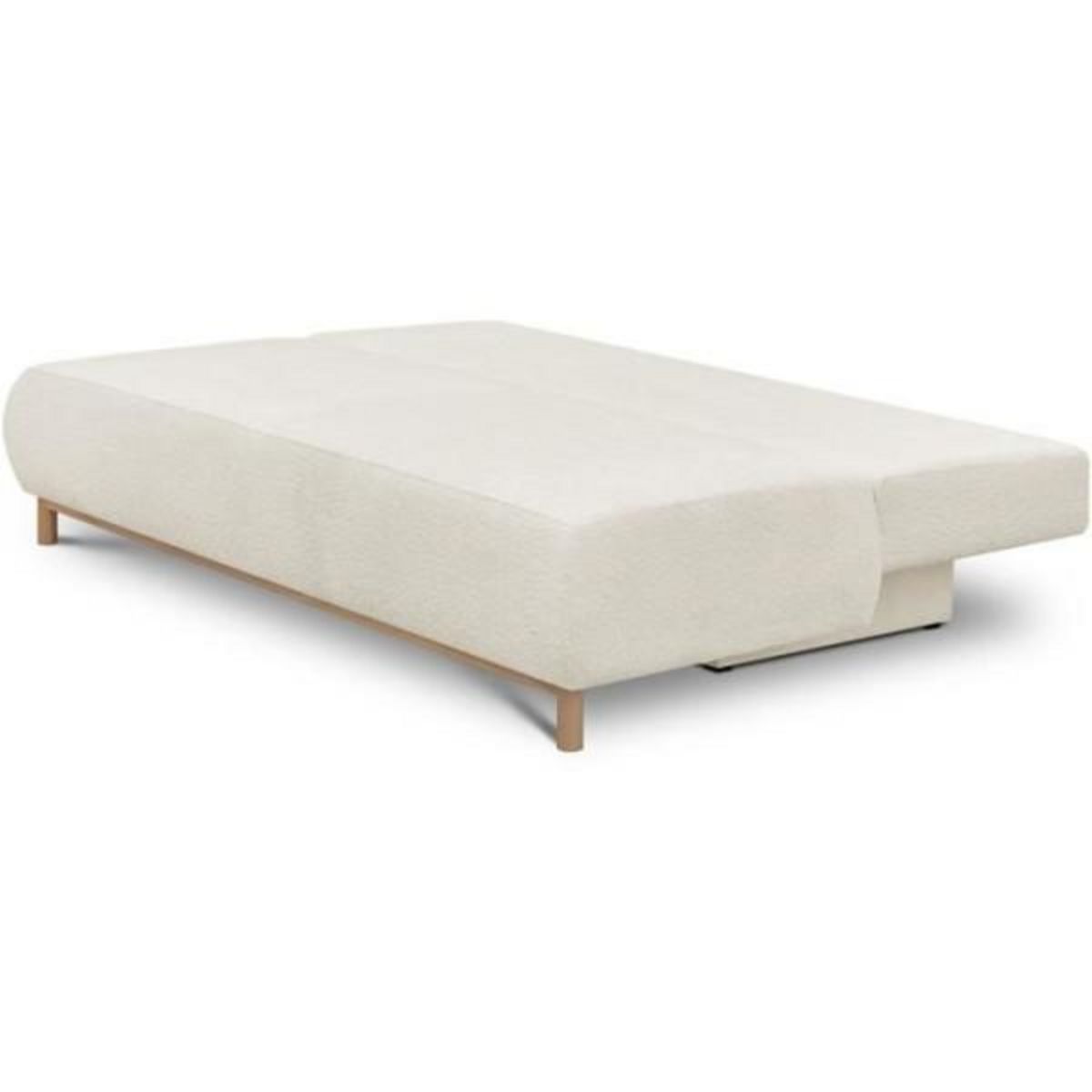 MARKET24 Banquette convertible 3 places MIKA - Tissu Bouclette beige - Coffre de rangement - L 192 x H 84 x P 93 cm