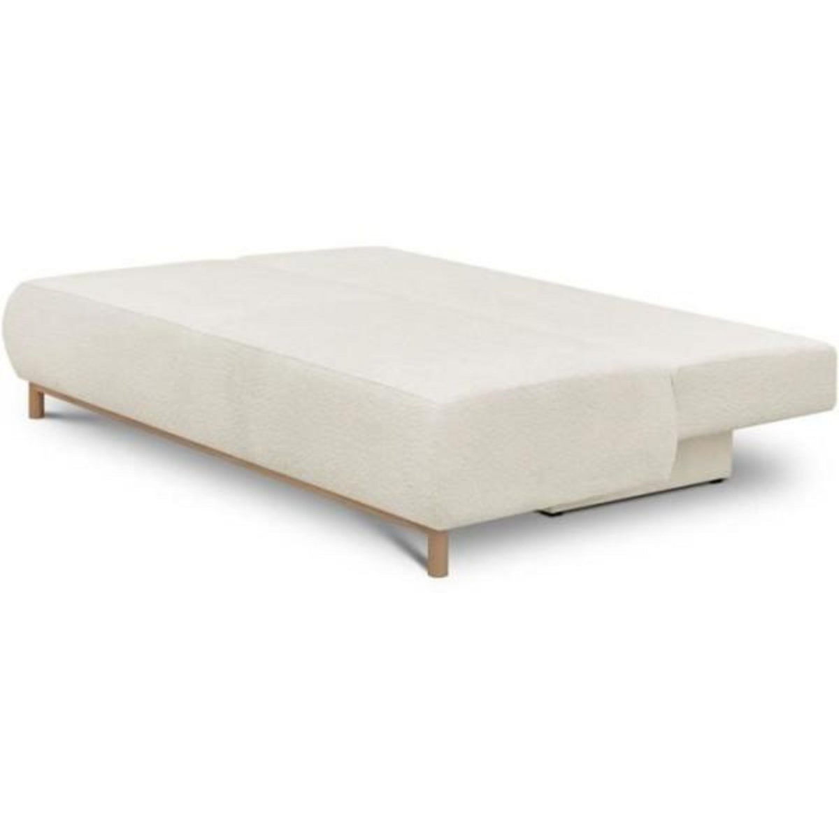 MARKET24 Banquette convertible 3 places MIKA - Tissu Bouclette beige - Coffre de rangement - L 192 x H 84 x P 93 cm