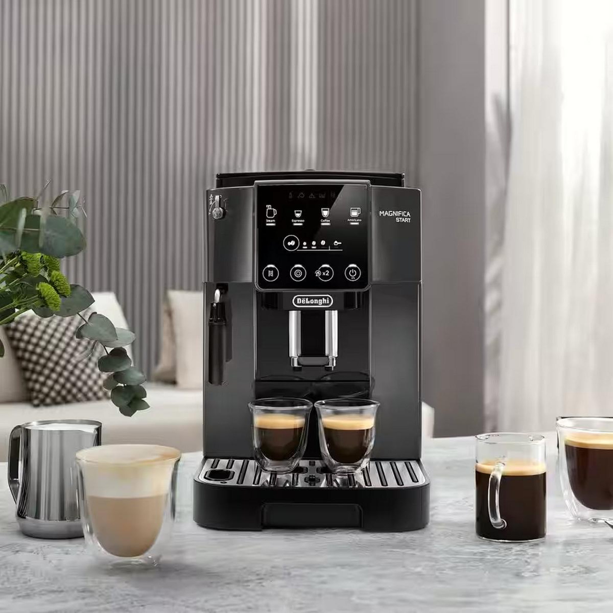 Voir la diapositive 4 : DELONGHI Robot café avec broyeur 15 bars noir - ecam22022gb