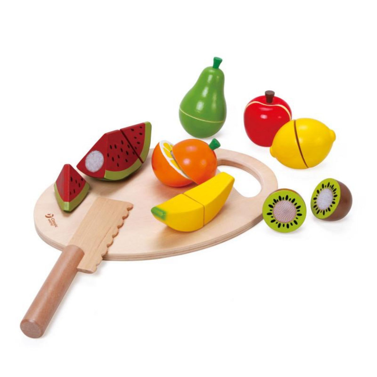 CLASSIC WORLD Classic World Wooden Sliced Fruit with Cutting Board, 17 pcs.