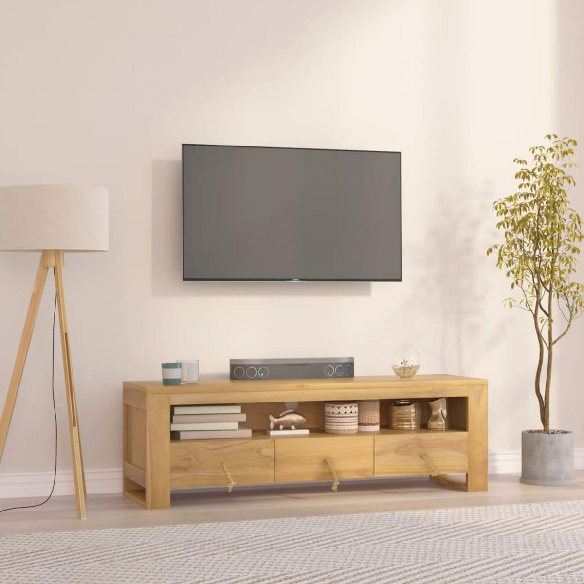 VIDAXL Meuble TV 110x30x35 cm Bois de teck solide