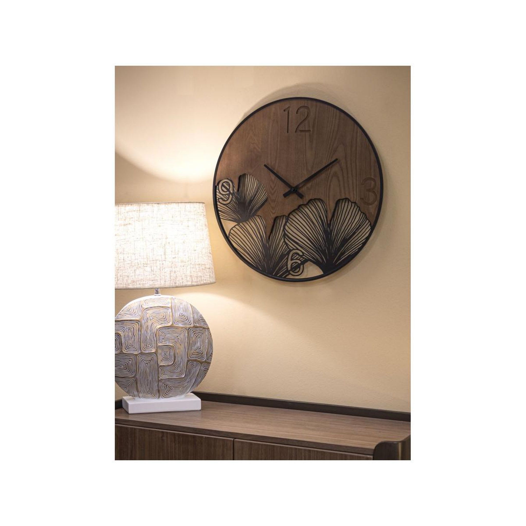 Voir la diapositive 5 : Paris Prix Horloge murale design  super leaf  60cm marron & noir
