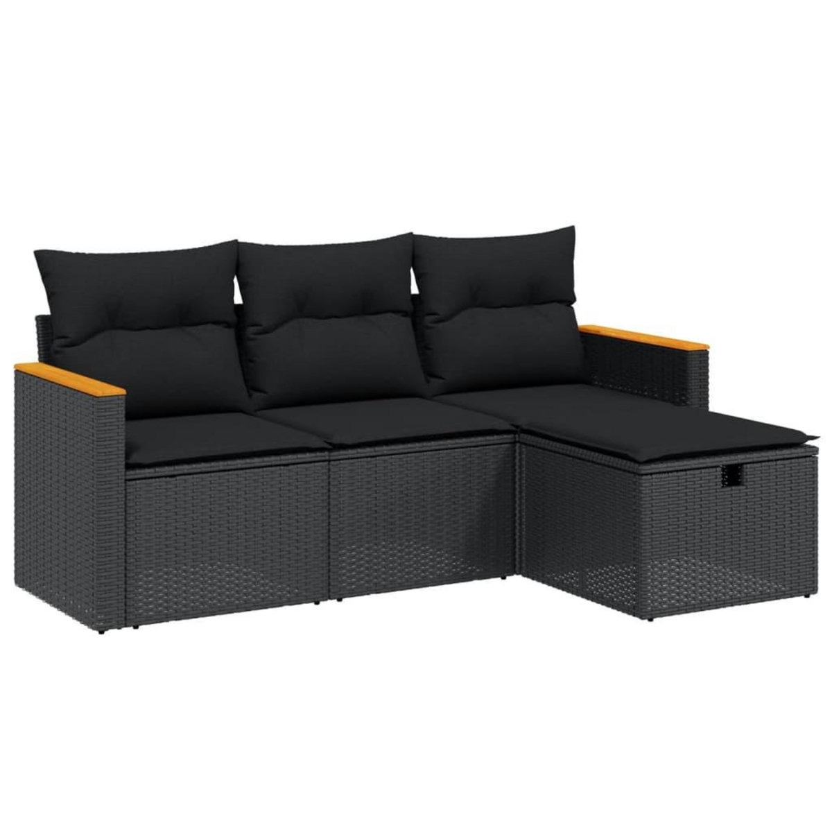 VIDAXL Salon de jardin 4 pcs avec coussins noir resine tressee