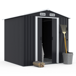 ID MARKET Abri de jardin 3,7M² gris en acier galvanisé avec base