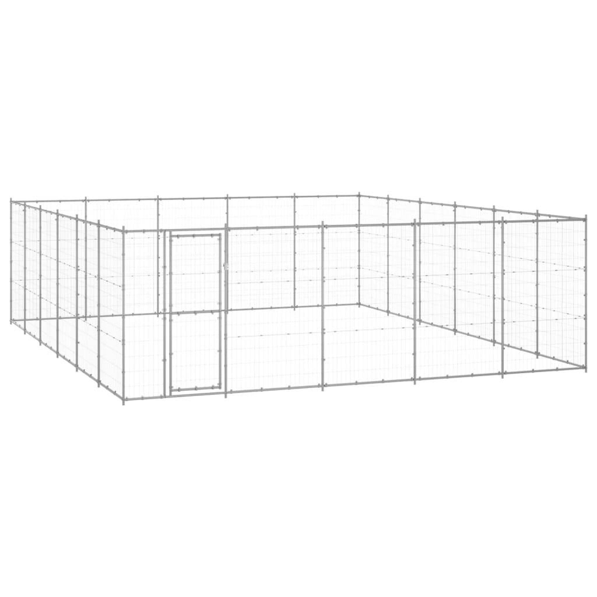 VIDAXL Chenil exterieur Acier galvanise 36,3 m²