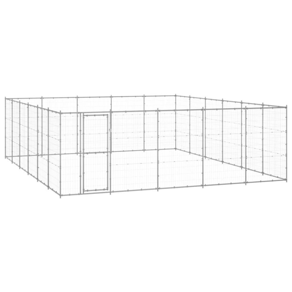 VIDAXL Chenil exterieur Acier galvanise 36,3 m²