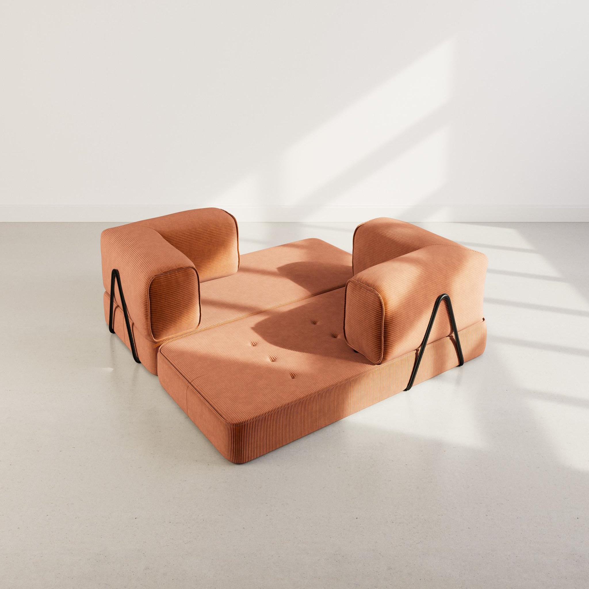 Voir la diapositive 3 : BEST MOBILIER Poppy - canapé 3 places convertible en velours côtelé