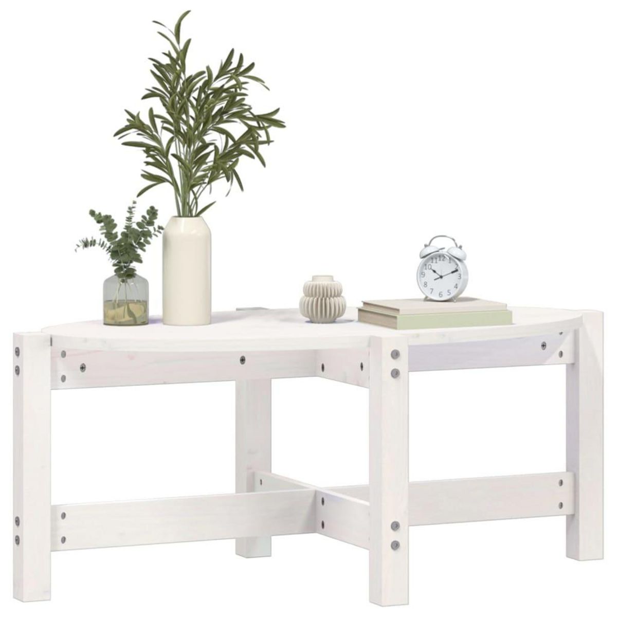 VIDAXL Table basse Blanc 87x48x35 cm Bois massif de pin
