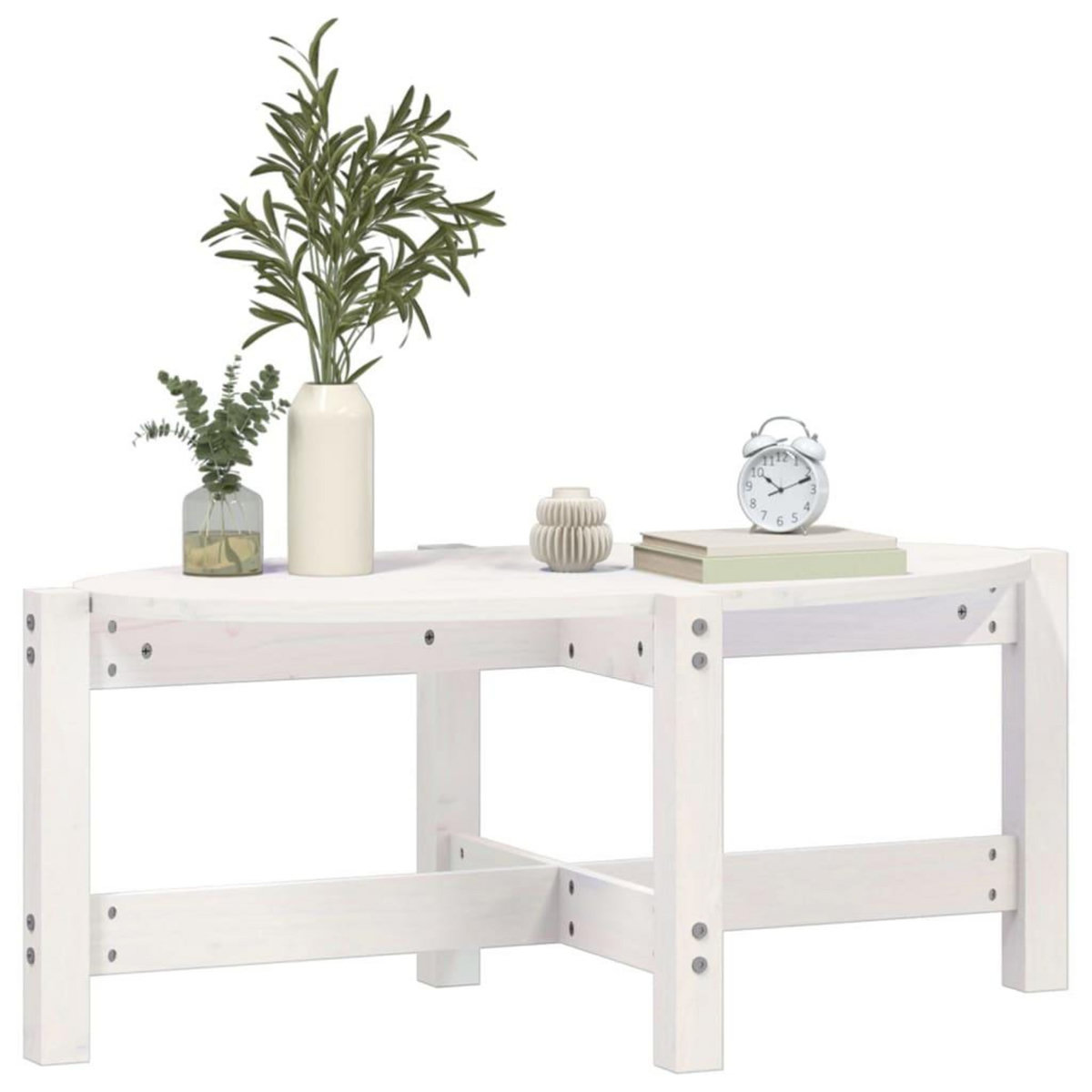 VIDAXL Table basse Blanc 87x48x35 cm Bois massif de pin