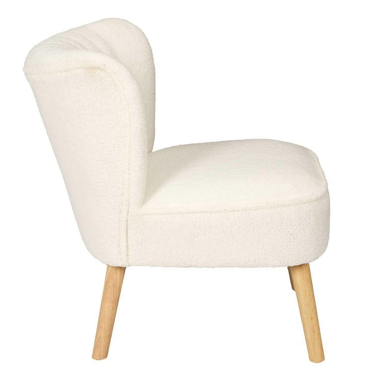 The Home Deco Factory Fauteuil crapaud en bouclette Moss - Blanc