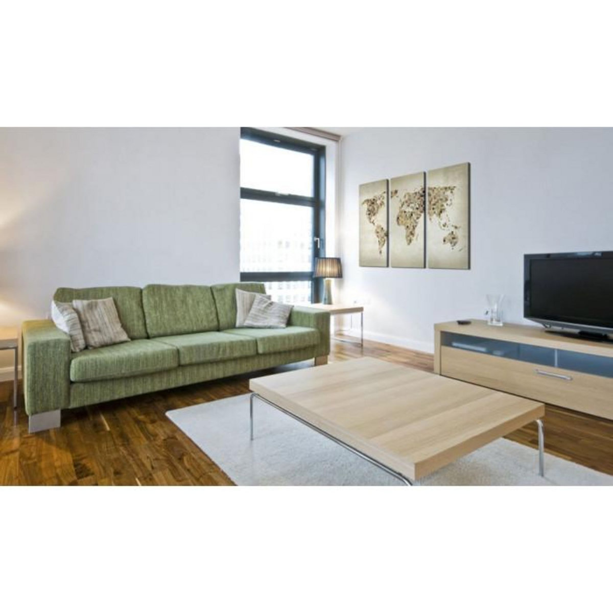 Paris Prix Tableau Imprimé 3 Panneaux  Monde en Beige