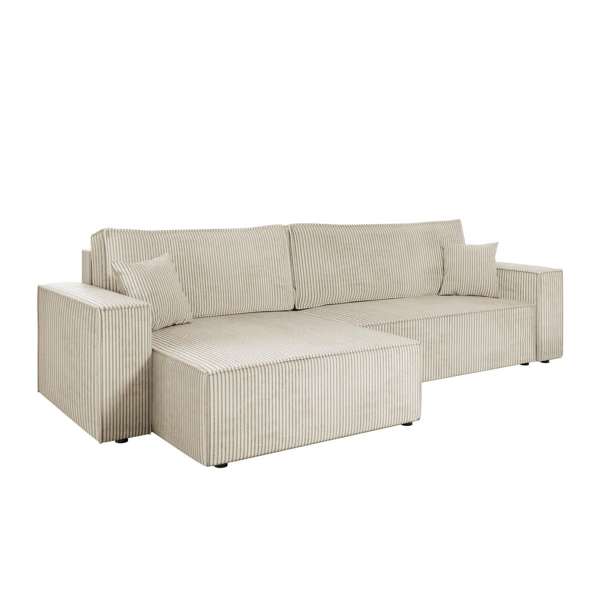 BEST MOBILIER Cezanne - canapé d'angle réversible 5 places convertible avec coffre en velours côtelé