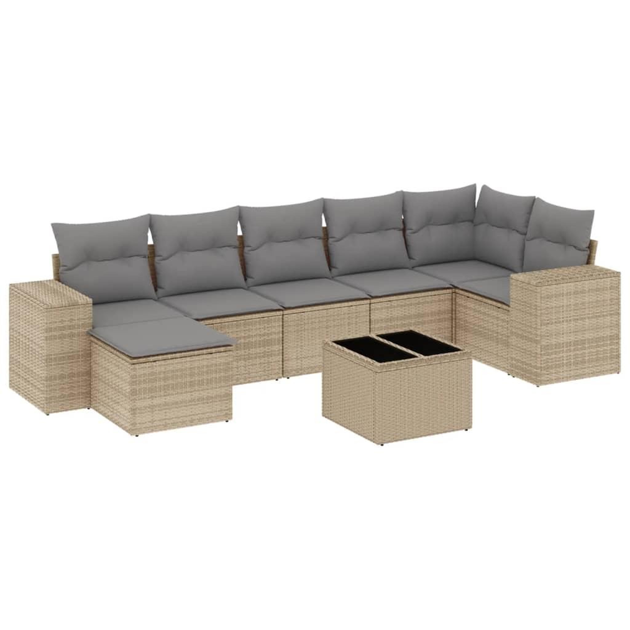 Voir la diapositive 2 : VIDAXL Salon de jardin avec coussins 8 pcs beige resine tressee