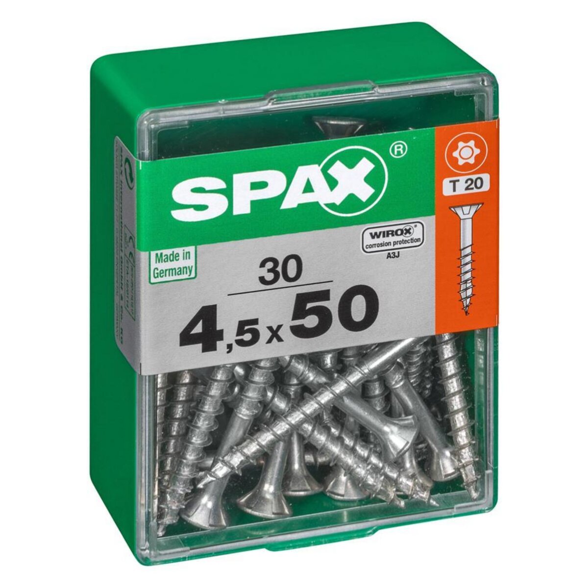 CENTRALE BRICO Lot de 30 vis acier tête autofraisée plate SPAX, Diam.4.5 mm x L.50 mm