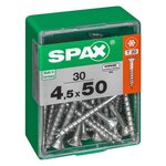 CENTRALE BRICO Lot de 30 vis acier tête autofraisée plate SPAX, Diam.4.5 mm x L.50 mm