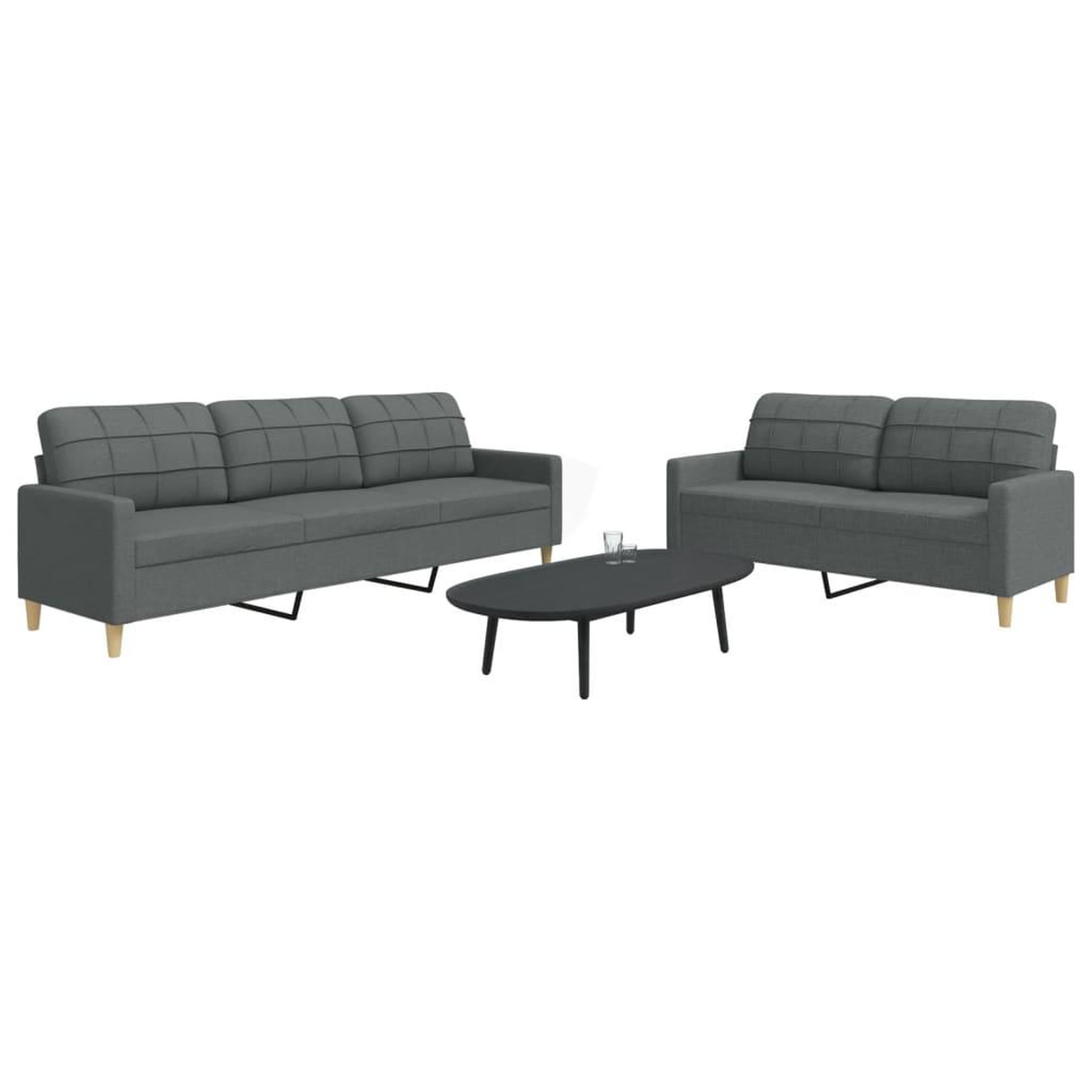 VIDAXL Ensemble de canapes 2 pcs gris fonce tissu