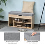 Voir la diapositive 4 : HOMCOM Meuble chaussures banc à chaussures 2 niveaux rangement, niche + coffre intégré avec coussin beige gris