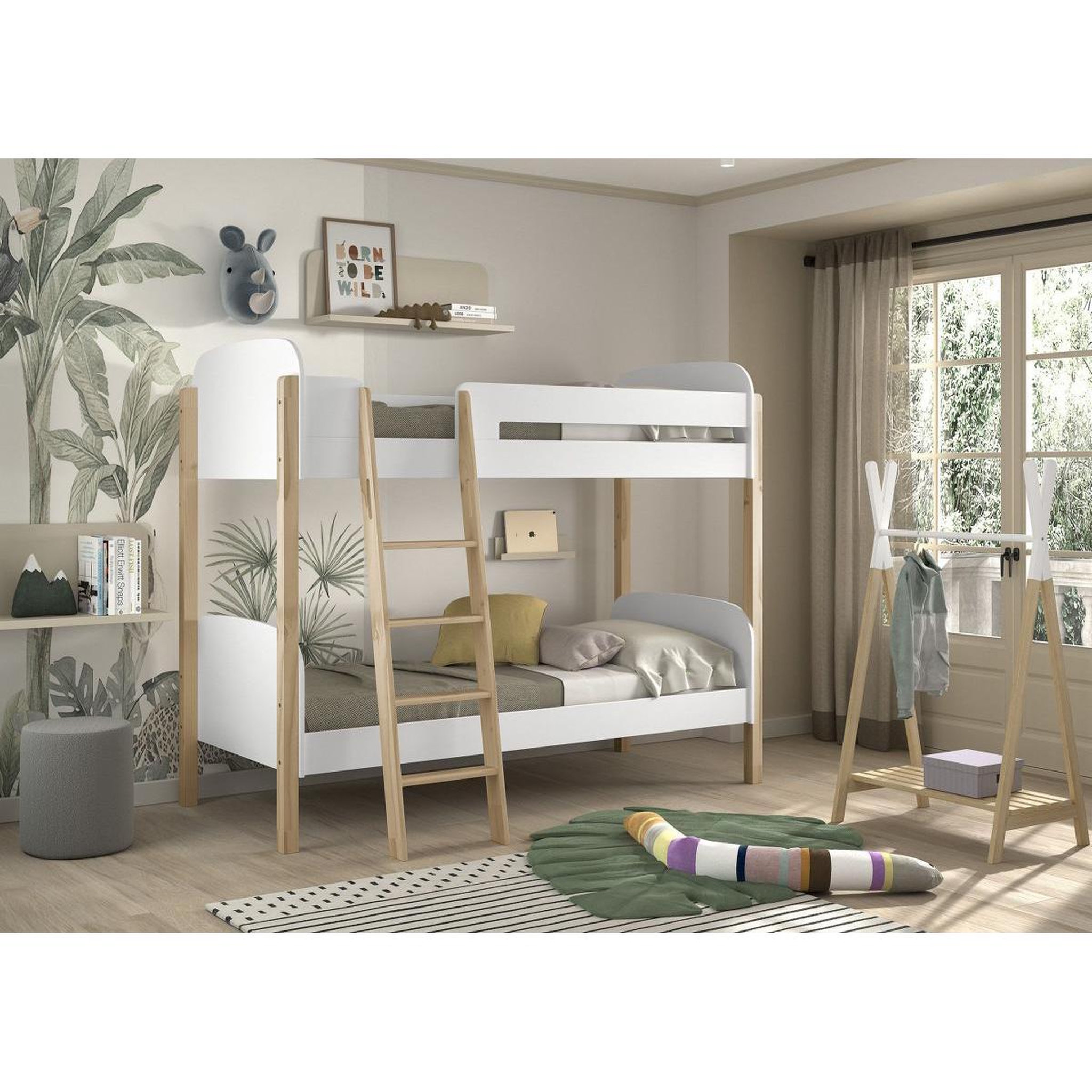 Voir la diapositive 3 : Vipack Lit superposé Kiddy blanc 90x200 cm
