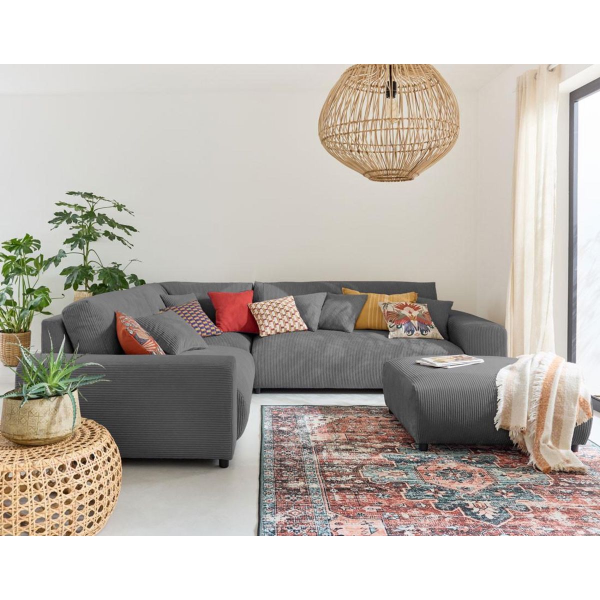 LISA DESIGN Garance - canapé modulable d'angle gauche - 5 places - en velours côtelé