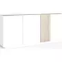 HOMIFAB Buffet 4 portes blanc et effet bois 180 cm - Josie