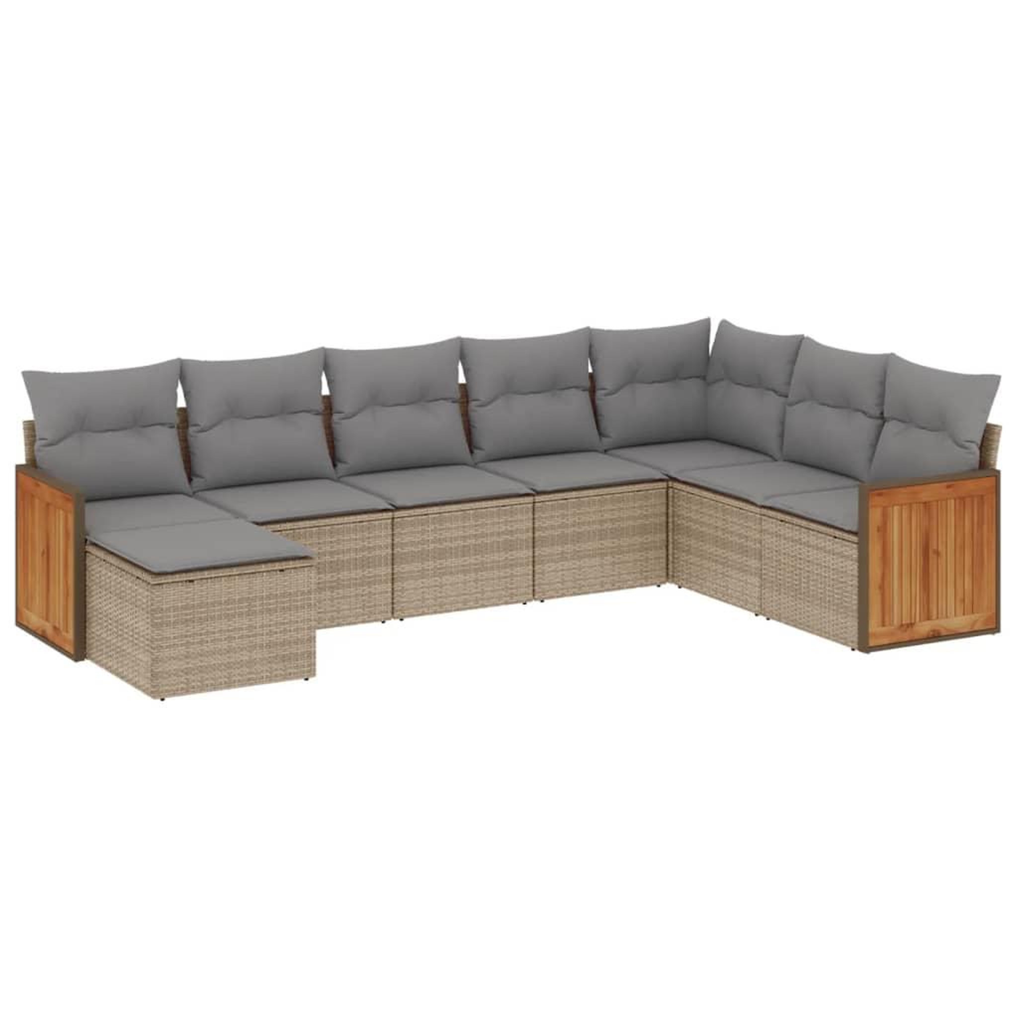 Voir la diapositive 2 : VIDAXL Salon de jardin avec coussins 8 pcs beige resine tressee