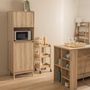 Voir la diapositive 2 : FIVE Buffet de cuisine 1 niche et 4 portes effet bois naturel ABANA - Beige